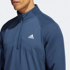 Adidas Statement 1/4 Zip Golf Sweater -FootJ Golf Club Shop Adidas AW22 Fleece Quarter Zip Pullover HT1322 SWADI313 Crew Navy Model 2