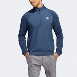 Adidas Statement 1/4 Zip Golf Sweater -FootJ Golf Club Shop Adidas AW22 Fleece Quarter Zip Pullover HT1322 SWADI313 Crew Navy Model 6