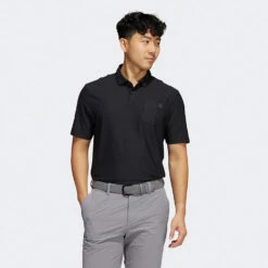 Adidas Go-To Golf Polo Shirt -FootJ Golf Club Shop Adidas AW22 Go To Primegreen Polo Shirt HA6114 SHADI683 Black Model 1