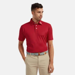 FootJoy Stretch Pique Solid Golf Polo Shirt -FootJ Golf Club Shop FOOTJOY PERF SS SHIRT ATH RED Model 1