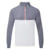 FootJoy Colour Blocked Chill-Out 1/2 Zip Golf Pullover -FootJ Golf Club Shop FootJoy SS22 Colour Blocked Chill Out 1 2 Zip Golf Sweater Graphite White 88401 Front