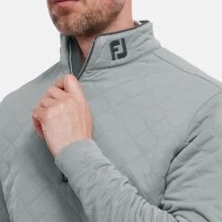 FootJoy Diamond Jacquard Chill-Out 1/4 Zip Golf Pullover -FootJ Golf Club Shop FootJoy SS22 Diamond Jacquard Chill Out 1 4 Zip Golf Sweater Grey Charcoal 88453 model 2