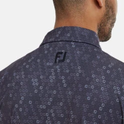 FootJoy Digital Camo FJ Print Lisle Golf Polo Shirt -FootJ Golf Club Shop FootJoy SS22 Digital Camo FJ Print Lisle Golf Polo Shirt Navy 88436 model 2