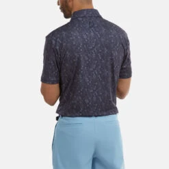 FootJoy Digital Camo FJ Print Lisle Golf Polo Shirt -FootJ Golf Club Shop FootJoy SS22 Digital Camo FJ Print Lisle Golf Polo Shirt Navy 88436 model 3