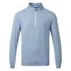 FootJoy Pin Dot Chill-Out Golf Pullover -FootJ Golf Club Shop FootJoy SS22 Pin Dot Chill Out Sweater 88797 SWFOO157 Denim Bluestone Azure Front