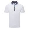 FootJoy Tossed Tulip Trim Pique Golf Polo Shirt -FootJ Golf Club Shop FootJoy SS23 Tossed Tulip Trim Pique Polo Shirt 80024 SHFOO230 S White Navy Front