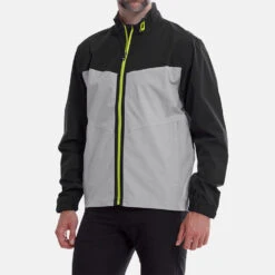 FootJoy HydroLite Waterproof Golf Jacket 11 FootJoy HydroLite Waterproof Golf Jacket -FootJ Golf Club Shop FootJoy AW21 HydroLite Waterproof Jacket 87976 Code WJFOO088 M Black Grey Lime model 1