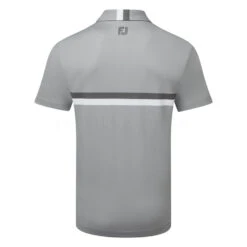 FootJoy Double Chest Band Pique Golf Polo Shirt -FootJ Golf Club Shop FootJoy SS23 Double Chest Band Polo 88442 SHFOO265 S Heather Grey Charcoal Back