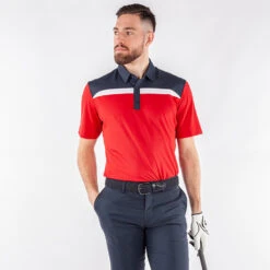Galvin Green Mapping Golf Polo Shirt 11 Galvin Green Mapping Golf Polo Shirt -FootJ Golf Club Shop Galvin Green AW22 Mapping Polo Shirt G136423 SHGAL575 M Red Navy White Model 1