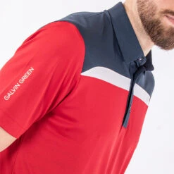 Galvin Green Mapping Golf Polo Shirt 12 Galvin Green Mapping Golf Polo Shirt -FootJ Golf Club Shop Galvin Green AW22 Mapping Polo Shirt G136423 SHGAL575 M Red Navy White Model 2