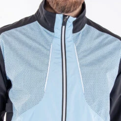 Galvin Green Albert Waterproof Golf Jacket -FootJ Golf Club Shop Galvin Green SS22 Albert Waterproof Jacket G130067 WJGAL430 Blue bell Black White Model 2