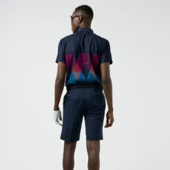 J.Lindeberg Active Argyle Golf Shorts -FootJ Golf Club Shop J.Lindeberg SS22 Active Argyl Golf Short P1345071 Navy Model 2
