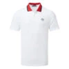 J.Lindeberg Glen Golf Polo Shirt 2 J.Lindeberg Glen Golf Polo Shirt -FootJ Golf Club Shop J.Lindeberg SS23 Glen Regular Fit Polo GMJT07614 0000 SHLIN183 White Chilli Pepper Russet Orange Front