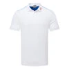 J.Lindeberg Jeff Golf Polo Shirt -FootJ Golf Club Shop J.Lindeberg SS23 Jeff Regular Fit Polo GMJT07620 0000 SHLIN181 WhiteLapis BlueFiery Red Front