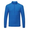 J.Lindeberg Luke Print 1/2 Zip Golf Sweater -FootJ Golf Club Shop J.Lindeberg SS23 Luke Print Half Zip Mid Layer AMJS08260 0477 SWLIN106 Lapis Outline Bridge Swirl Front