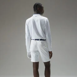 J.Lindeberg Tyson Long Sleeve Golf Polo Shirt 13 J.Lindeberg Tyson Long Sleeve Golf Polo Shirt -FootJ Golf Club Shop J.Lindeberg Tyson LS Reg Fit Polo GMJT07801 0000 SHLIN154 WhiteNavy Peony Model 3