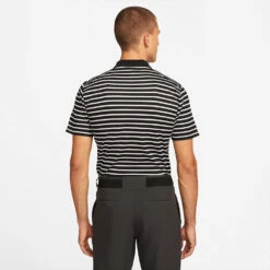 Nike Dry Victory Stripe Golf Polo Shirt -FootJ Golf Club Shop Nike SS22 Dry Victory Stripe Golf Polo Shirt DH0829 010 M Black White model 3