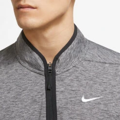 Nike Dry Victory Heather 1/2 Zip Golf Sweater -FootJ Golf Club Shop Nike SS22 Victory Heather 1 2 Zip Golf Sweater Black Black White DH1261 010 SWNIK247 M Model 2