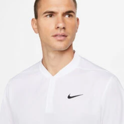 Nike Dry Victory Blade Golf Polo Shirt -FootJ Golf Club Shop Nike SS22 Dry Victory Blade Polo Shirt DH0838 100 Code SHNIK772 White Black model 2