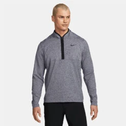 Nike Dry Victory Heather 1/2 Zip Golf Sweater -FootJ Golf Club Shop Nike Victory Heather 1 2 Zip Golf Sweater Obsidian Black DH1261 451 SWNIK257 Model 1