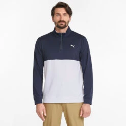 Puma Gamer Colour Block 1/4 Zip Golf Popover 11 Puma Gamer Colour Block 1/4 Zip Golf Popover -FootJ Golf Club Shop PUMA SS22 Gamer Colorblock 1 4 Zip Sweater Code 532985 02 SWPUM236 M Navy Blazer Bright White Model 1