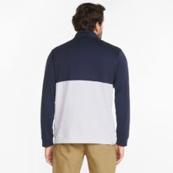 Puma Gamer Colour Block 1/4 Zip Golf Popover 13 Puma Gamer Colour Block 1/4 Zip Golf Popover -FootJ Golf Club Shop PUMA SS22 Gamer Colorblock 1 4 Zip Sweater Code 532985 02 SWPUM236 M Navy Blazer Bright White Model 3
