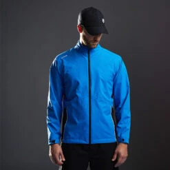 Ping Sensor Dry Waterproof Golf Jacket -FootJ Golf Club Shop Ping AW22 Sensor Dry Waterproof Jacket PO3490 FBB WJPIN066 French Blue Black Model 1