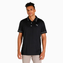 Puma Cloudspun Monarch Golf Polo Shirt 11 Puma Cloudspun Monarch Golf Polo Shirt -FootJ Golf Club Shop Puma AW22 Cloudspun Monarch Polo 530991 01 SHPUM642 Black Heather High Rise Model 1