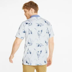 Puma MATTR Lowlands Golf Polo Shirt -FootJ Golf Club Shop Puma AW22 Matte Lowlands Polo 535453 02 SHPUM637 Bright White Lavendar Pop S Model 3