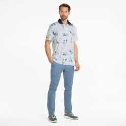 Puma MATTR Lowlands Golf Polo Shirt -FootJ Golf Club Shop Puma AW22 Mattr Lowlands Polo 535453 01 SHPUM636 Bright White Navy Blazer S Model 2