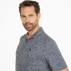 Puma AP Cloudspun King Golf Polo Shirt -FootJ Golf Club Shop Puma SS22 AP King Cloudspun Polo Shirt 535505 01 Code SHPUM631 L Navy Blazer Heathe Model 2