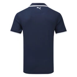 Puma AP Signature Tipped Golf Polo Shirt -FootJ Golf Club Shop Puma SS22 AP Signature Tipped Polo Shirt 598154 10 Code SHPUM589 M Navy Blazer Back