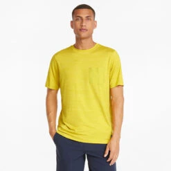 Puma EGW Cloudspun Pushcart Pocket Golf Polo Shirt -FootJ Golf Club Shop Puma SS22 EGW Cloudspun Pushcart Pocket Tee Shirt 599275 05 Code SHPUM568 M Bamboo Heather Model 1
