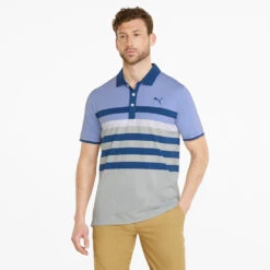 Puma MATTR One Way Golf Polo Shirt -FootJ Golf Club Shop Puma SS22 Mattr One Way Polo 599115 25 SHPUM650 Lavendar Pop Blazing Blue Model 1