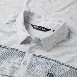 FootJ Golf Club Shop -FootJ Golf Club Shop Travis Mathew SS21 Make Camp Golf Polo Shirt 1MW145 Code SHTRA048 Heather Light Grey Detail