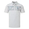 TravisMathew Make Camp Golf Polo Shirt 1 TravisMathew Make Camp Golf Polo Shirt -FootJ Golf Club Shop Travis Mathew SS21 Make Camp Golf Polo Shirt 1MW145 Code SHTRA048 Heather Light Grey Front