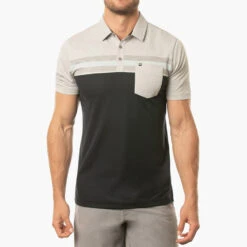 TravisMathew Salad Days Golf Polo Shirt 11 TravisMathew Salad Days Golf Polo Shirt -FootJ Golf Club Shop Travis Mathew SS21 Salad Days Golf Polo Shirt 1MW110 SHTRA056 S Heather Light Grey Model 1