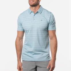 TravisMathew Tahoe Golf Polo Shirt -FootJ Golf Club Shop Travis Mathew SS21 Tahoe Polo Shirt 1MW154 Code SHTRA034 M Heather Delphinium Model 1
