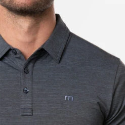 TravisMathew The Heater Golf Polo Shirt Black -FootJ Golf Club Shop Travis Mathew SS21 The Heater Golf Polo Shirt 1MW395 Code SHTRA036 M Vintage Indigo Black model 2
