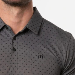 TravisMathew Two Hour Delay Golf Polo Shirt -FootJ Golf Club Shop Travis Mathew SS21 Two Hour Delay Polo Shirt 1MV108 Code SHTRA033 M Heather Dark Grey Model 2