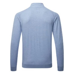 TravisMathew Zachary 1/2 Zip Golf Sweater 6 TravisMathew Zachary 1/2 Zip Golf Sweater -FootJ Golf Club Shop Travis Mathew SS22 Zachary Sweater 1MQ470 4HLB Code SWTRA017 M Heather Light Blue back