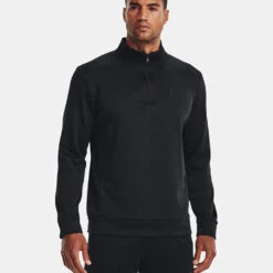 Under Armour Fleece 1/4 Zip Golf Sweater -FootJ Golf Club Shop Under Armour AW22 1 4 Zip Sweater 1373358 001 SWUND171 XL Black Black Model 1