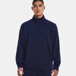 Under Armour Fleece 1/4 Zip Golf Sweater -FootJ Golf Club Shop Under Armour AW22 1 4 Zip Sweater 1373358 410 SWUND174 XXL Midnight Navy Black Model 1