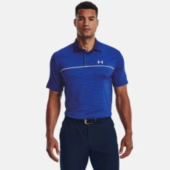 Under Armour Playoff 2.0 Hollen Stripe Golf Polo Shirt -FootJ Golf Club Shop Under Armour AW22 Playoff 2.0 Hollen Stripe Polo Shirt 1327037 489 SHUND298 Bauhaus Blue Versa Blue Oxford Blue Model 1