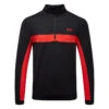 Under Armour Storm 1/2 Zip Golf Sweater -FootJ Golf Club Shop Under Armour AW22 Storm Midlayer 1 2 Zip Sweater 1370119 003 SWUND177 S Black Radio Red Radio Red Front