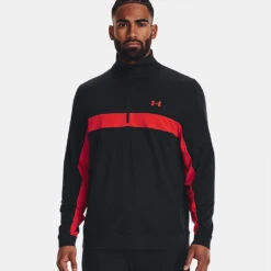 Under Armour Storm 1/2 Zip Golf Sweater -FootJ Golf Club Shop Under Armour AW22 Storm Midlayer 1 2 Zip Sweater 1370119 003 SWUND177 S Black Radio Red Radio Red Model 1