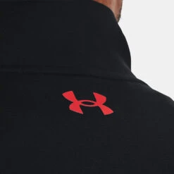 Under Armour Storm 1/2 Zip Golf Sweater -FootJ Golf Club Shop Under Armour AW22 Storm Midlayer 1 2 Zip Sweater 1370119 003 SWUND177 S Black Radio Red Radio Red Model 2