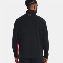 Under Armour Storm 1/2 Zip Golf Sweater -FootJ Golf Club Shop Under Armour AW22 Storm Midlayer 1 2 Zip Sweater 1370119 003 SWUND177 S Black Radio Red Radio Red Model 3