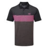 Under Armour Playoff 3.0 Low Round Stripe Golf Polo Shirt -FootJ Golf Club Shop Under Armour SS23 Playoff 3.0 Low Round Stripe Polo Shirt 1378676 003 SHUND322 L BlackJet GreyRebel Pink Front
