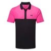 Under Armour Performance 3.0 Colour Block Golf Polo Shirt -FootJ Golf Club Shop Under Armour SS23 Performance 3.0 Colour Block Polo Shirt 1377375 001 SHUND312 S Black Rebel Pink Black Front